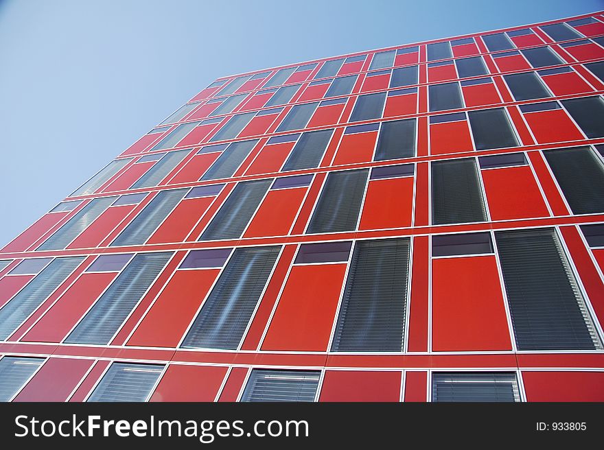 Red modern office building 03