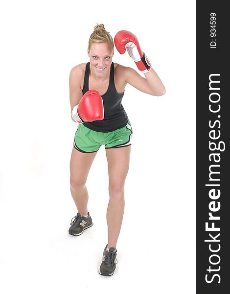 Young attractive blonde woman boxing. Young attractive blonde woman boxing.