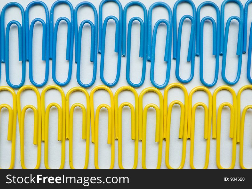 Blue and yellow clips. Blue and yellow clips