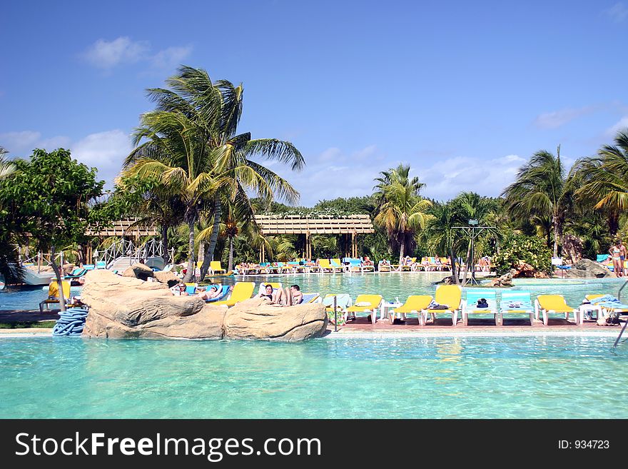 Sunny caribbean hotel swimming pool, Varadero, Cuba. Sunny caribbean hotel swimming pool, Varadero, Cuba