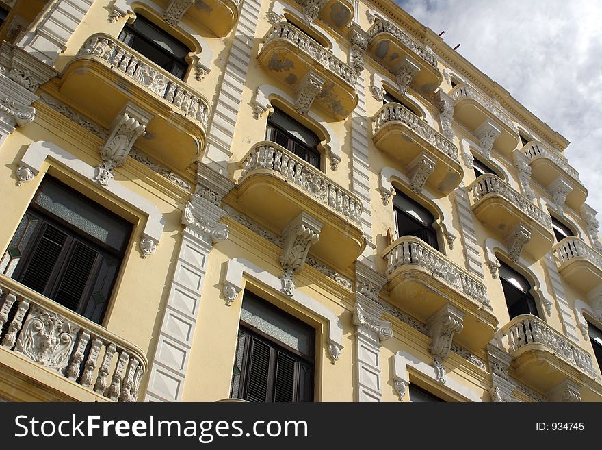 Colonial balconies in Havana, Cuba