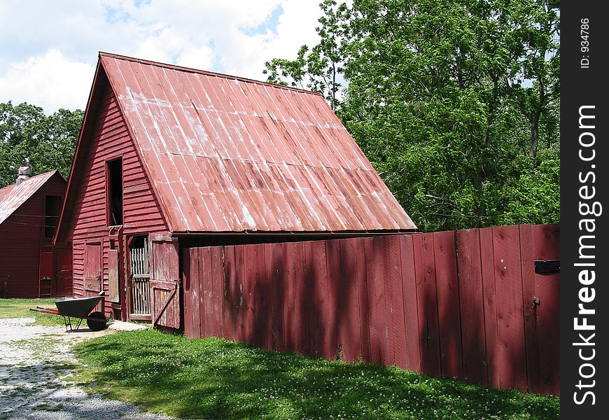 Red Barn With Fence