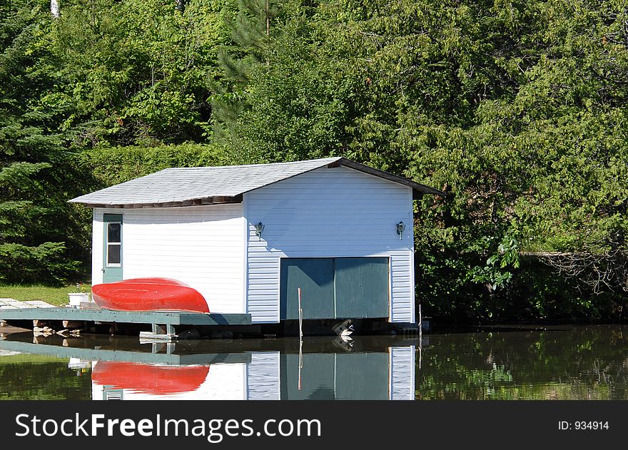 Boathouse on a lake