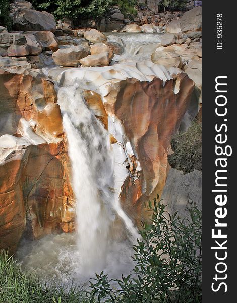 Ganga River waterfall thru Volcanic rocks India