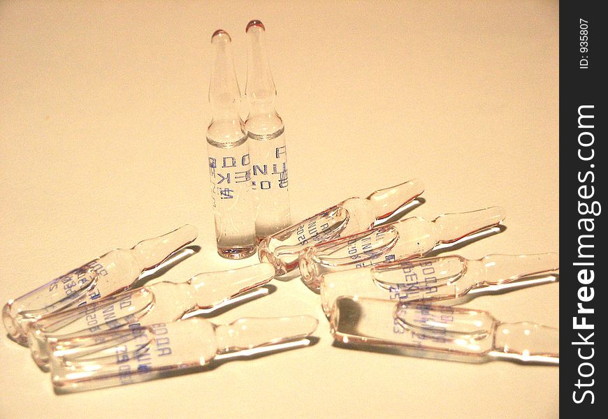 It is a lot of ampoules with the water, two stand, the others lay