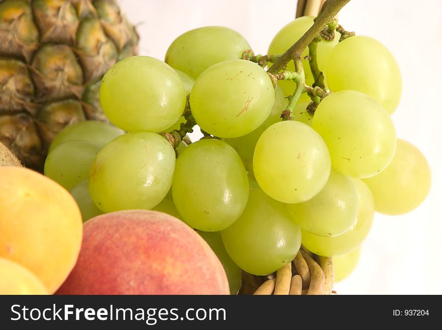 Grape in basket detail. Grape in basket detail