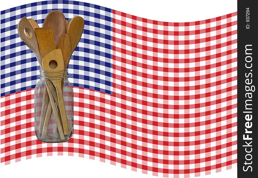 American Flag - gingham - isolated completely on white for extraction. Recipe holiday layout concept. American Flag - gingham - isolated completely on white for extraction. Recipe holiday layout concept.