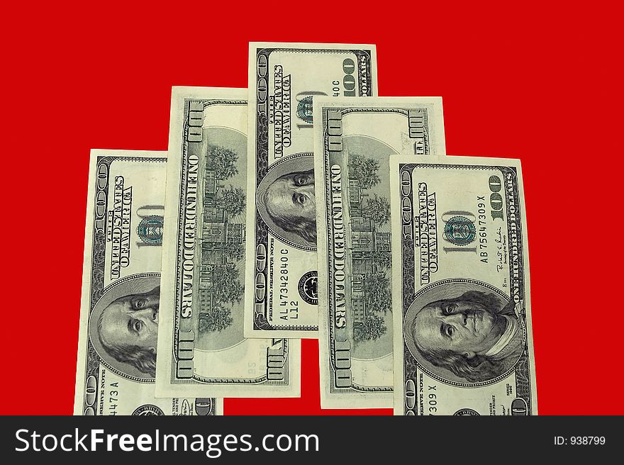 Money, denominations, dollars (isolated on background with clipping path)