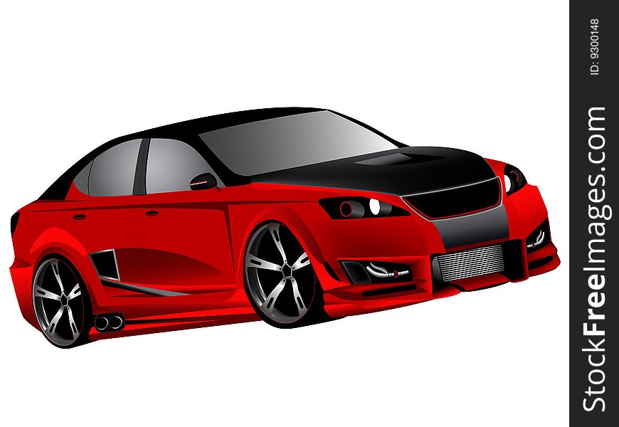 Vectorized illustration of customized red lexus isf modified concept japanese drifter D formula. Vectorized illustration of customized red lexus isf modified concept japanese drifter D formula.