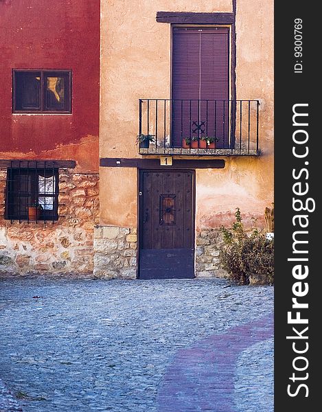 Old and colorful facade of house in Spain