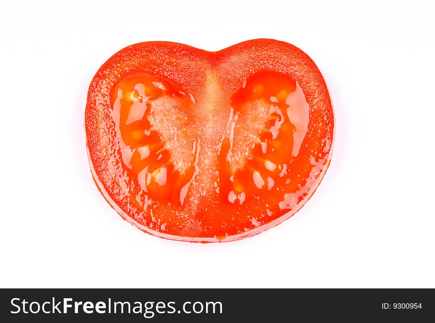 Tomato on the white background