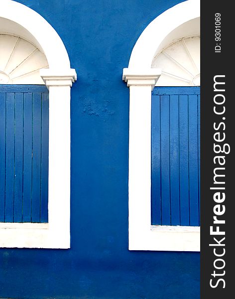 Brazil, two windows in the blue house