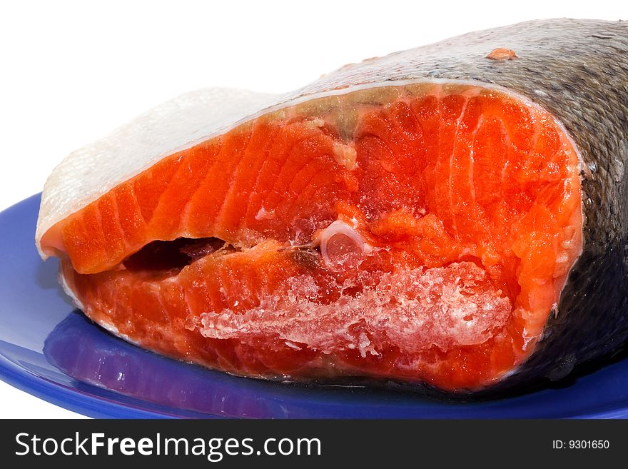 Fresh salted fish on a white background