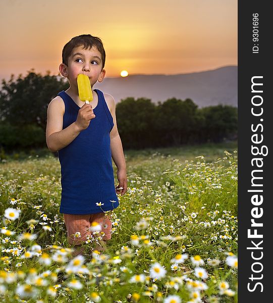 Young Boy Having An Popsicle