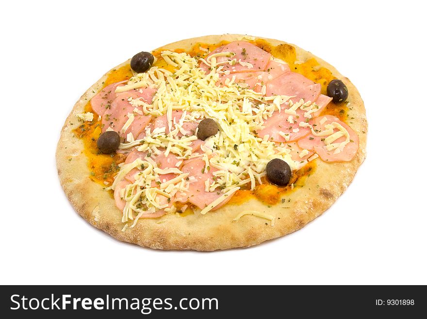 Uncooked pizza isolated on white background