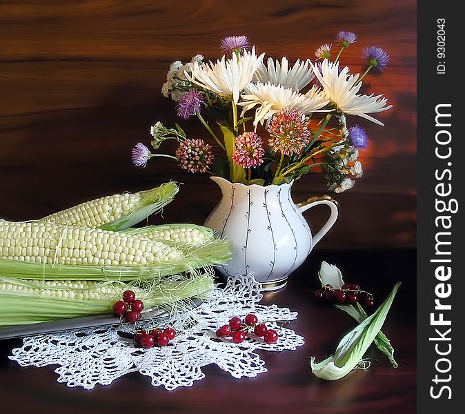 Flowers, Corn And Red Currant