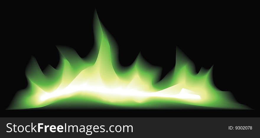 Vector illustration of mystic green fire