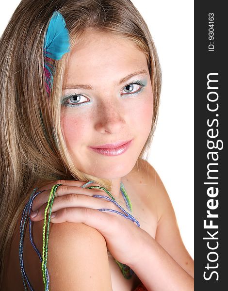 Beautiful young female model with accessories in her hair