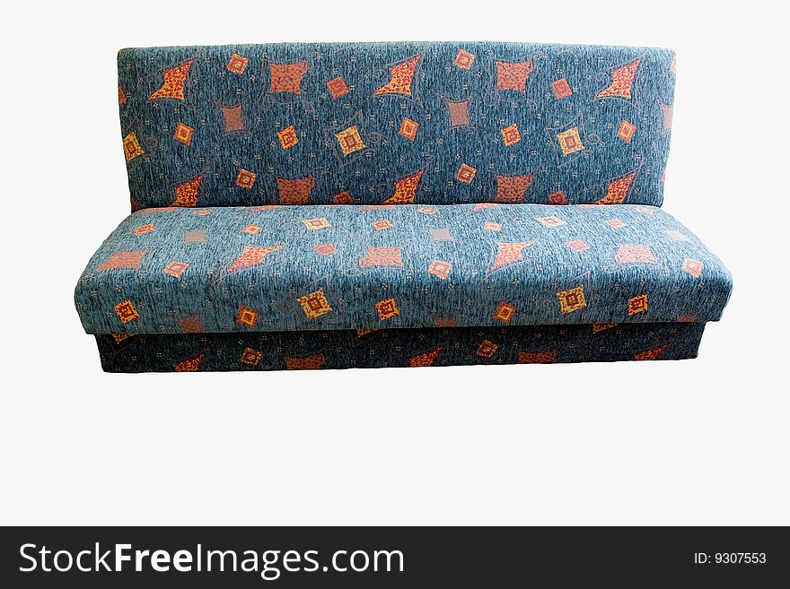 The double blue sofabed, isolated. The double blue sofabed, isolated
