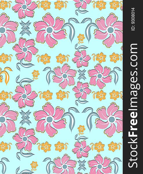 Vector illustration of floral abstract retro background in the different colours