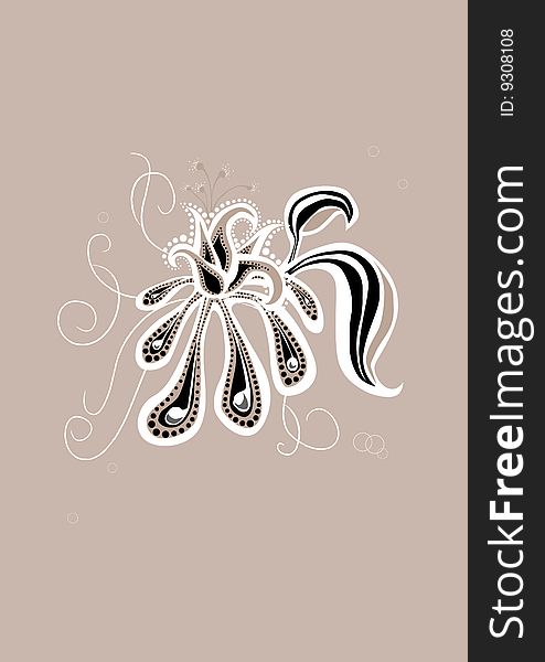 Vector illustration of  funky abstract flower on the black background. Vector illustration of  funky abstract flower on the black background