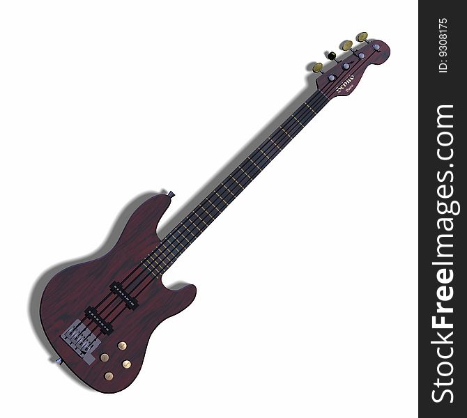 Image of electric bass with shadow and Clipping