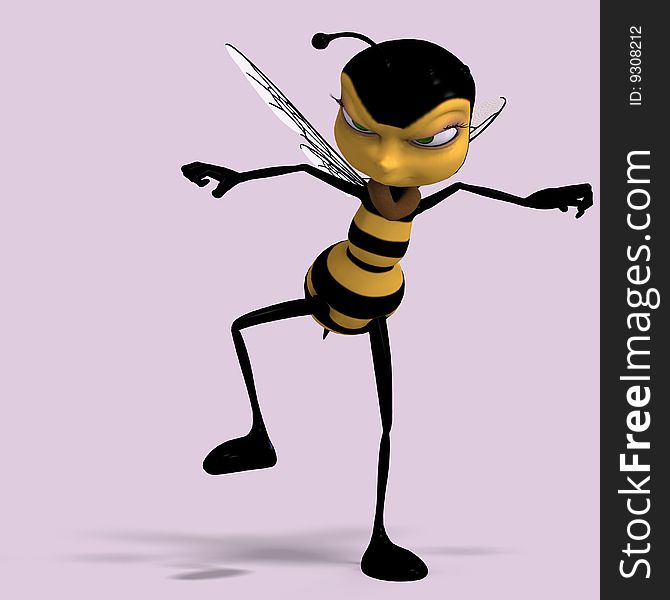 Very sweet render of a honey bee in yellow and black with Clipping Path