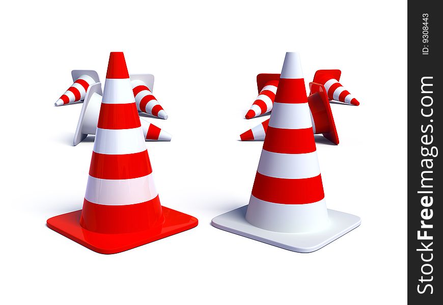 3d render of Traffic cones