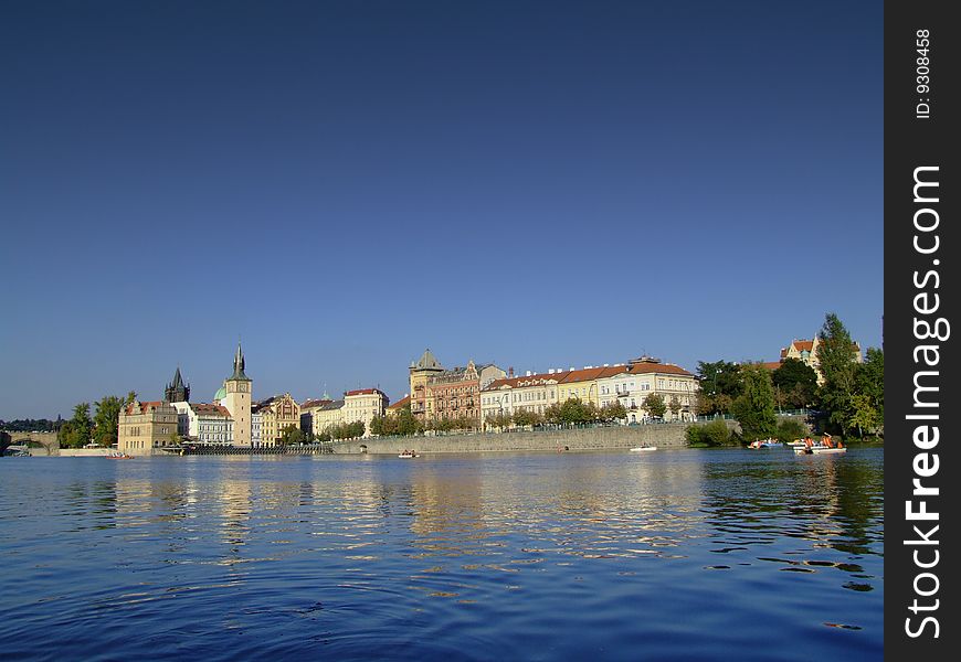 Zlute lazne from boat on vltava