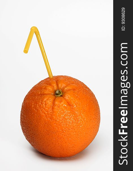 The ripe orange, is photographed on a white background. The ripe orange, is photographed on a white background