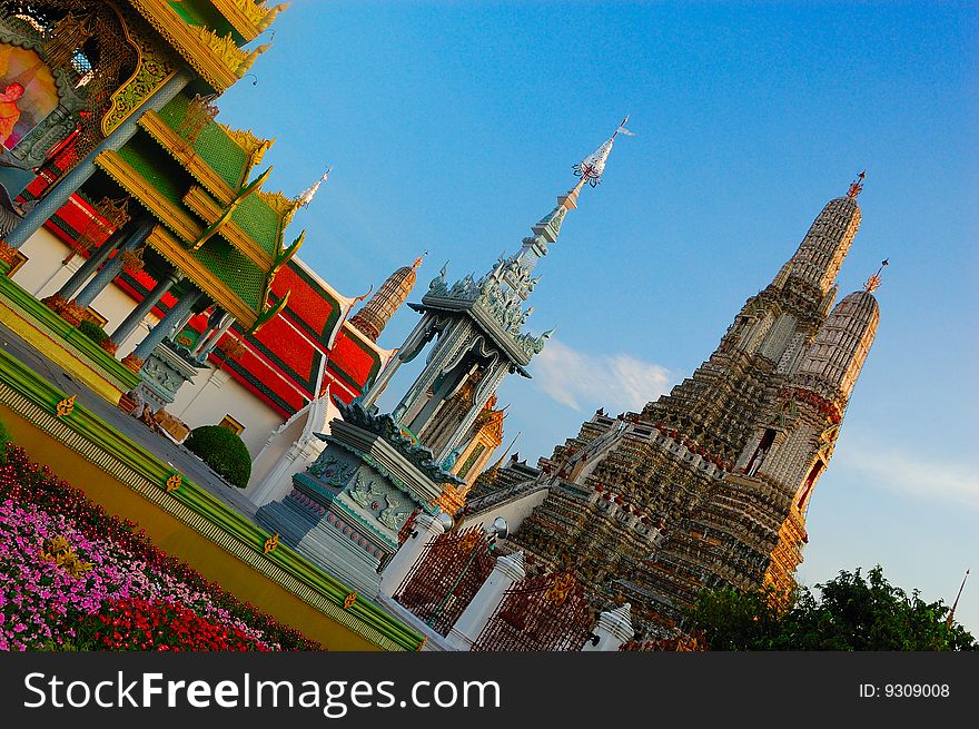 Wat Arun temple on a sunny day