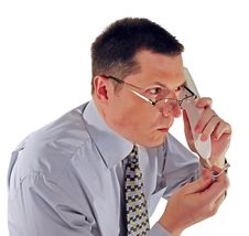 Man In Glasses With A Telephone Stock Photo Man In Glasses With A Telephone Stock Photo