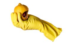 Yellow Rubber Glove And Lemon Royalty Free Stock Image Yellow Rubber Glove And Lemon Royalty Free Stock Image