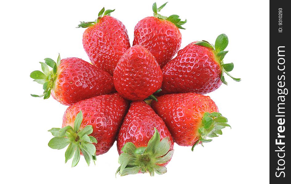 Group of tasty strawberries isolated on white
