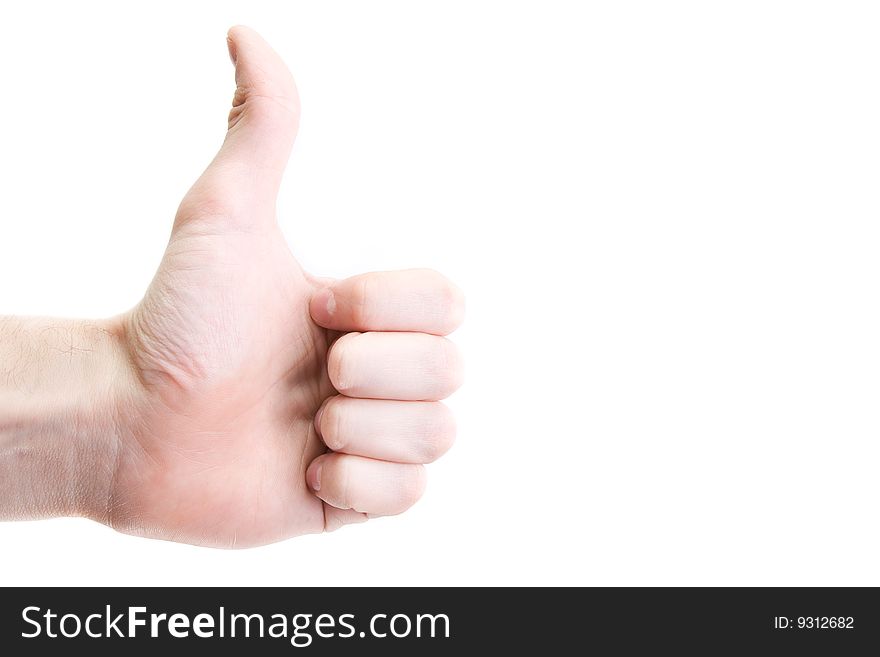 Thumb up for: approvement hand sign with copyspace. Thumb up for: approvement hand sign with copyspace