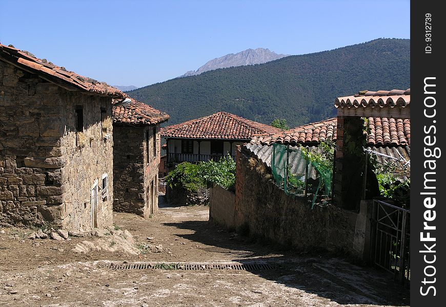 Village in the Picos de Europa mountains in Spain. Village in the Picos de Europa mountains in Spain