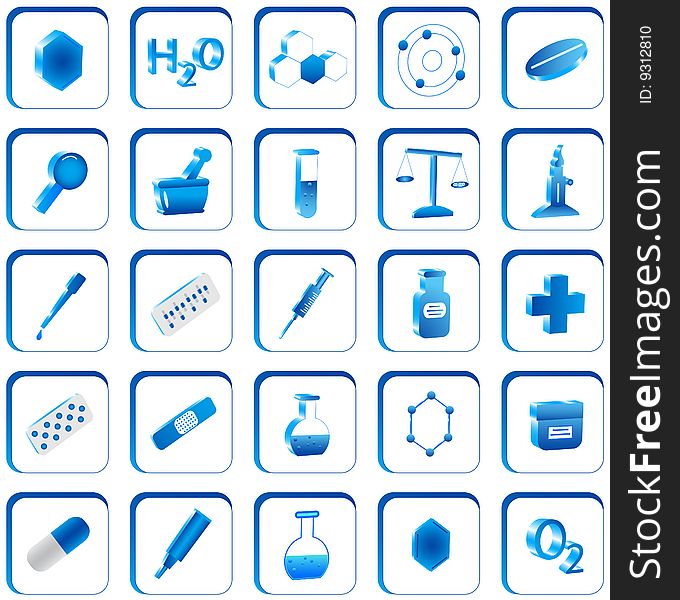 Illustration of 3d chemistry buttons