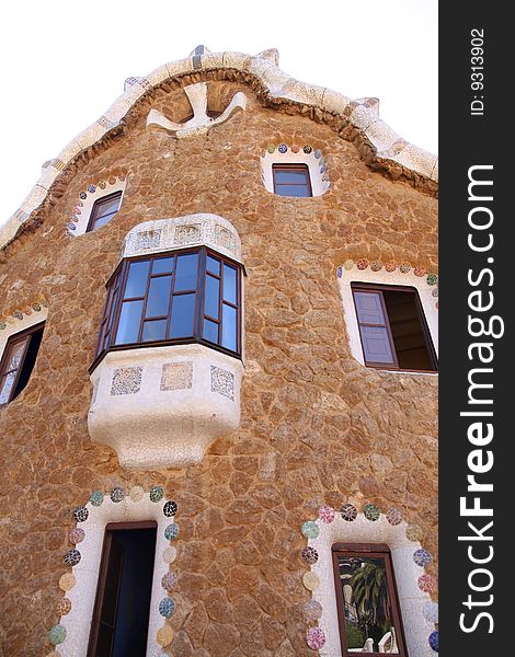 View of Parc Guell in Barcelona, Spain. View of Parc Guell in Barcelona, Spain