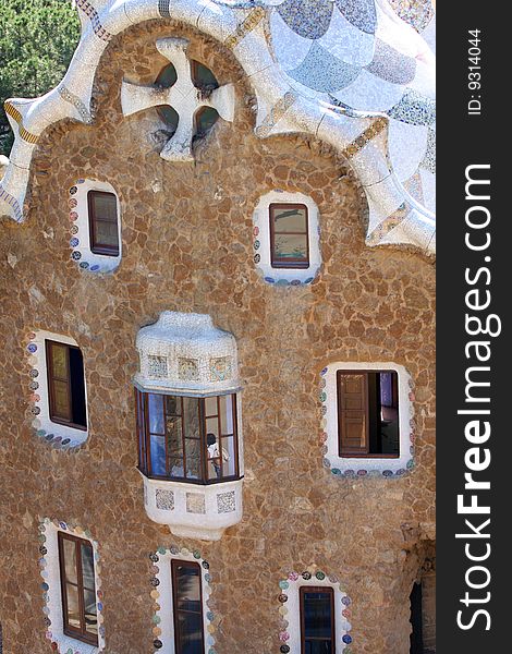 View of Parc Guell in Barcelona, Spain. View of Parc Guell in Barcelona, Spain