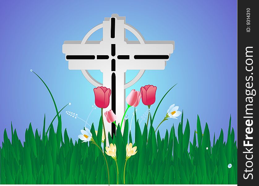 Flowers around a cross
