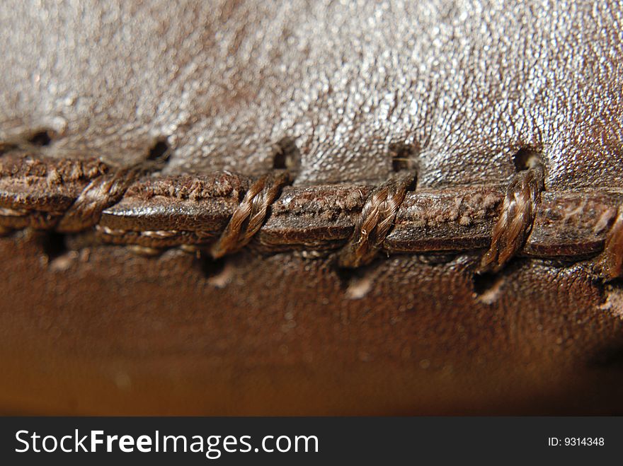 Close up of seam on leather