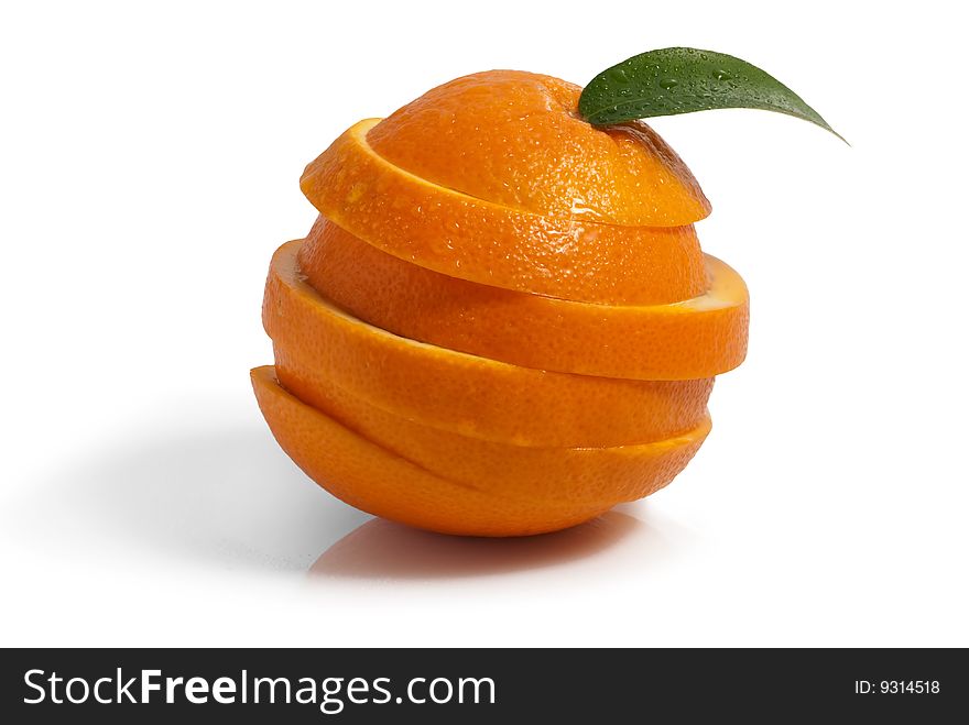 Fresh orange on white background