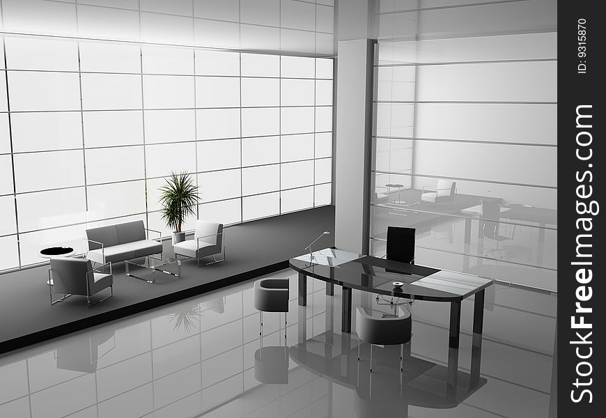 Modern interior of office 3D. Modern interior of office 3D