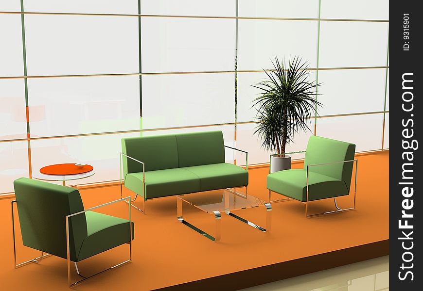 Modern interior of office 3D. Modern interior of office 3D