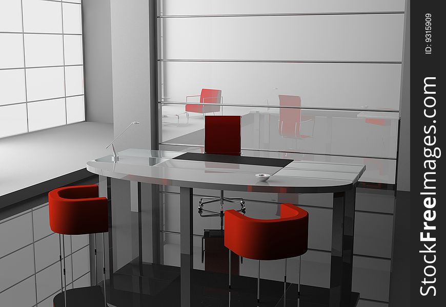 Modern interior of office 3D. Modern interior of office 3D