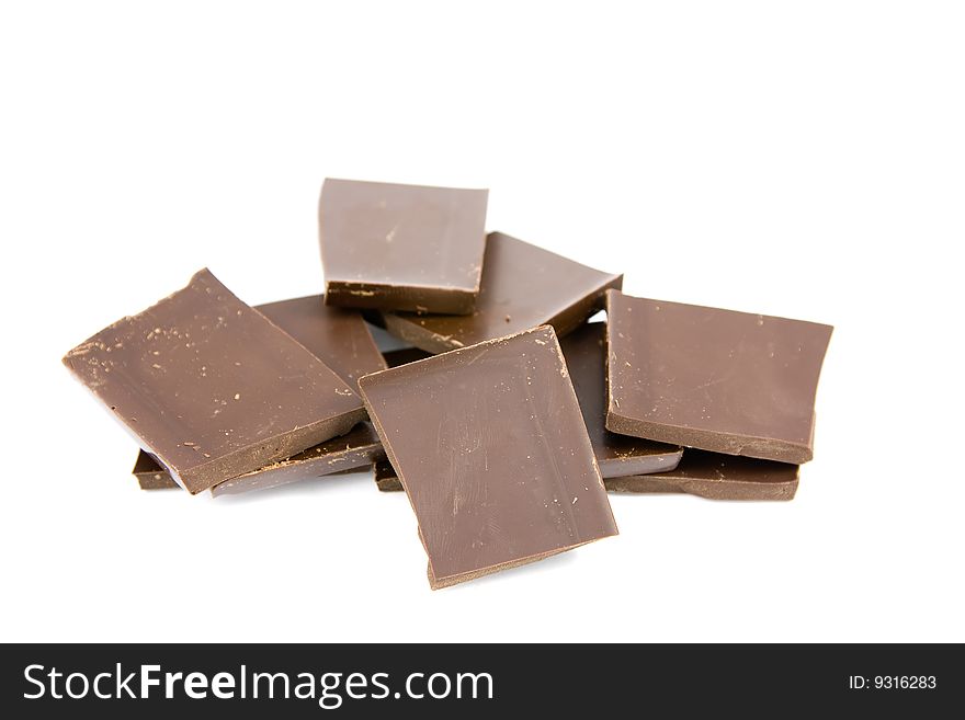 Pile of chocolates isolated on the white background