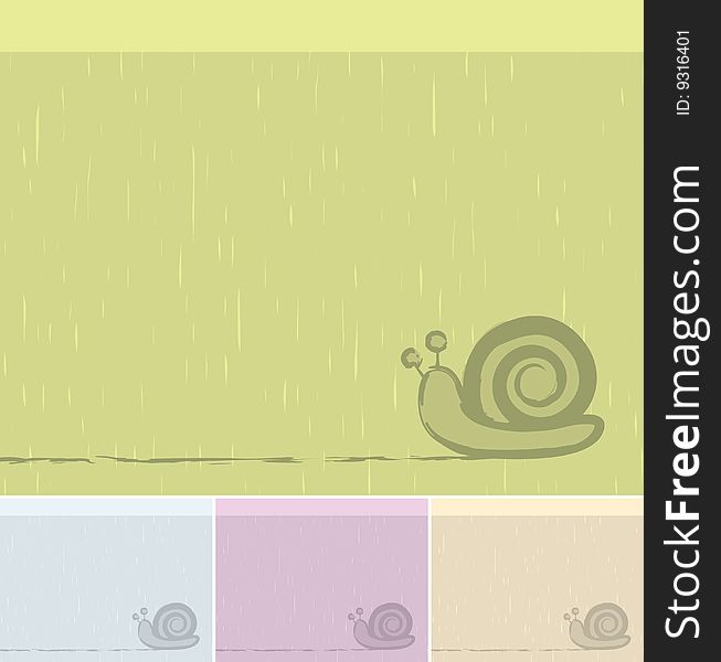 Vector Snail Background. Rainy day Concept.