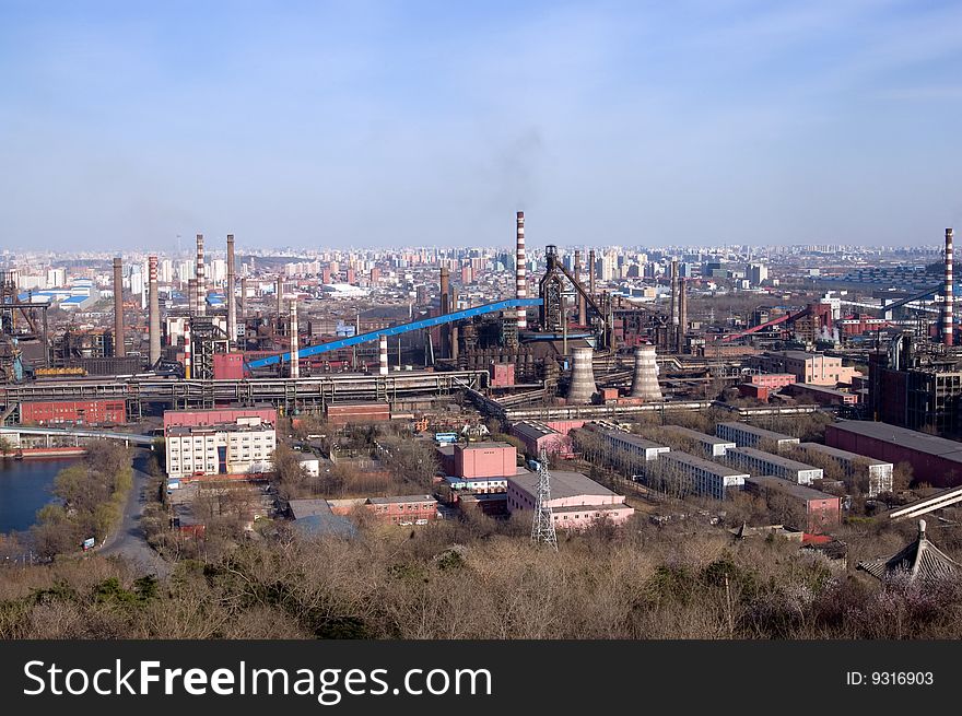 Detail of a refinery in Beijing China