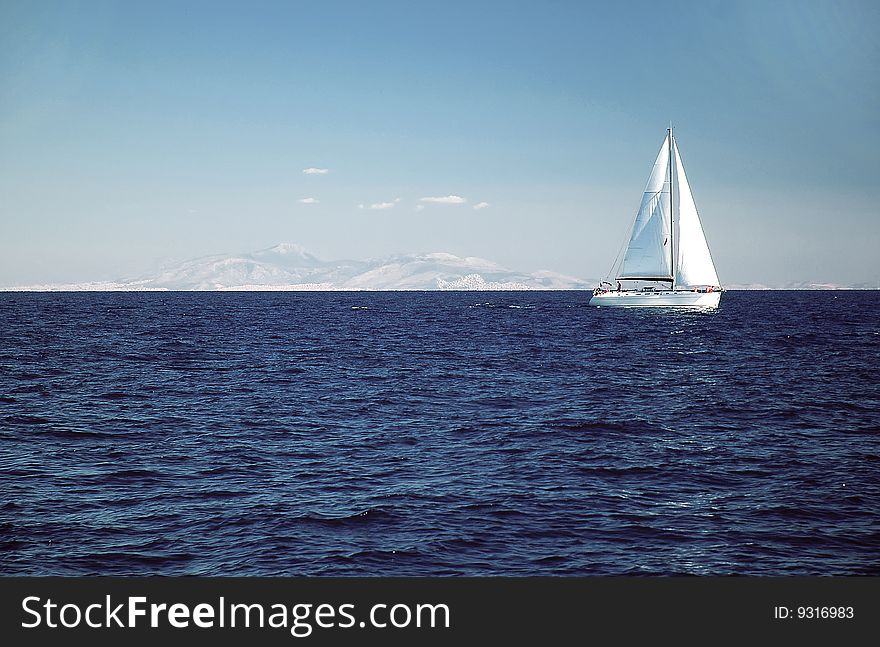 White yacht in the sea