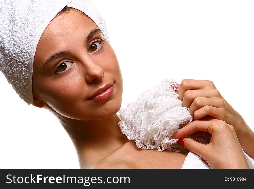 Beautyful Girl With White Towel